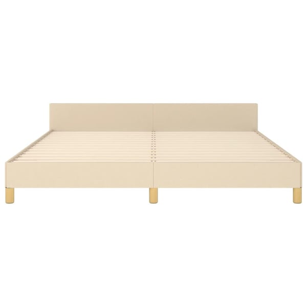 vidaXL sengeramme med sengegavl 160x200 cm stof cremefarvet