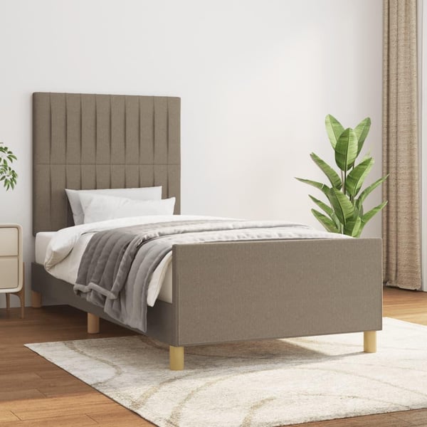 vidaXL sengeramme med sengegavl 80x200 cm stof gråbrun