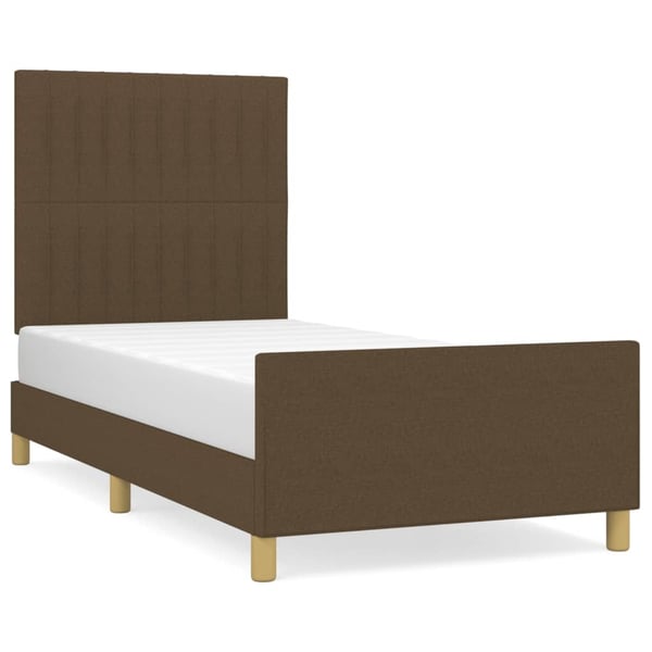 vidaXL sengeramme med sengegavl 90x190 cm stof mørkebrun