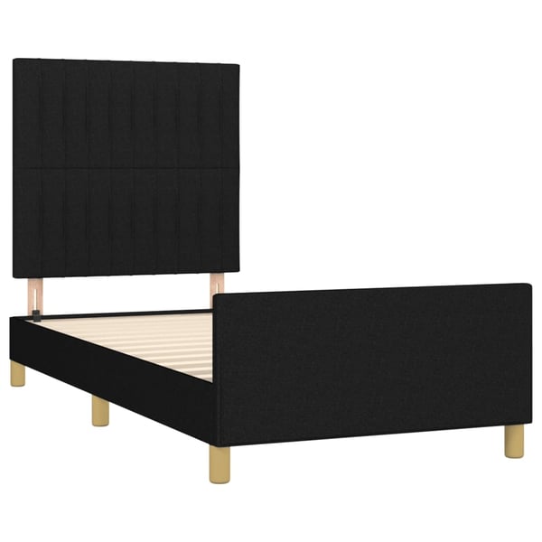 vidaXL Sängram med huvudgavel svart 100x200 cm tyg