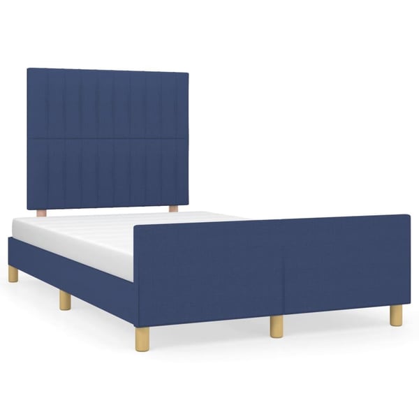 vidaXL sengeramme med sengegavl 120x200 cm stof blå