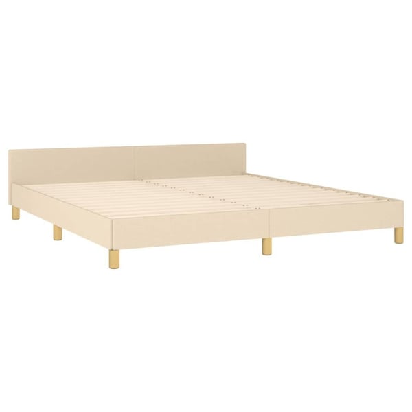 vidaXL sengeramme med sengegavl 160x200 cm stof cremefarvet