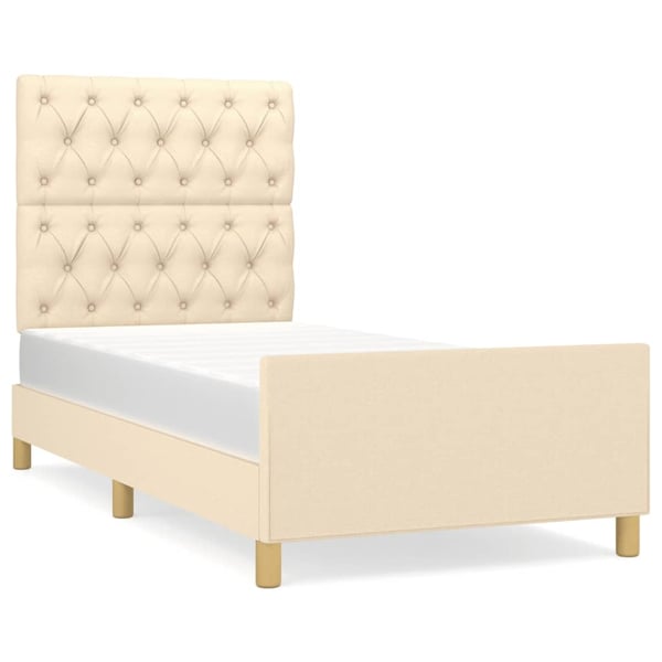 vidaXL sengeramme med sengegavl 80x200 cm stof cremefarvet
