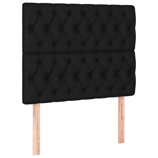 vidaXL sengeramme med sengegavl 100x200 cm stof sort