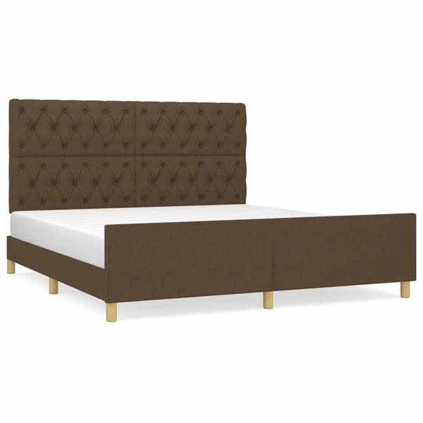 vidaXL sengeramme med sengegavl 160x200 cm stof mørkebrun