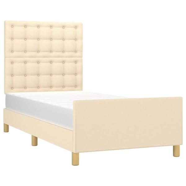 vidaXL sengeramme med sengegavl 80x200 cm stof cremefarvet