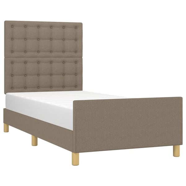 vidaXL sengeramme med sengegavl 90x190 cm stof gråbrun