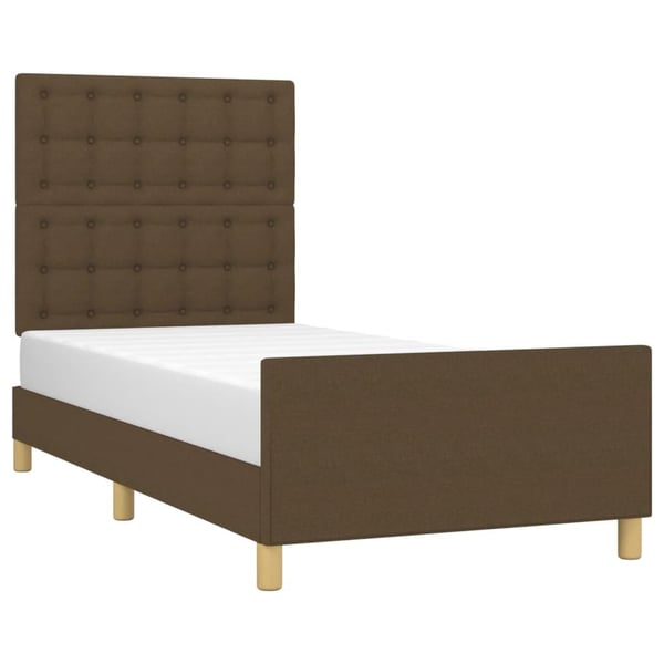 vidaXL sengeramme med sengegavl 100x200 cm stof mørkebrun