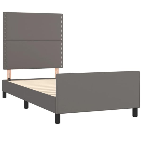 vidaXL sengeramme med sengegavl 90x190 cm kunstlæder grå