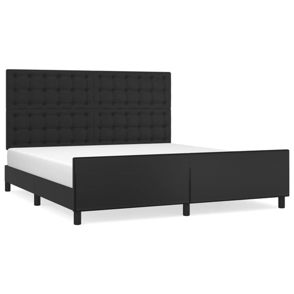 vidaXL sengeramme med sengegavl 180x200 cm kunstlæder sort