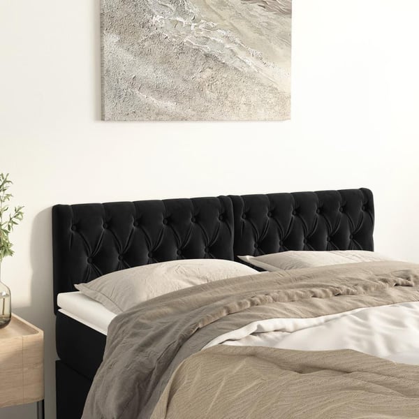 vidaXL sengegavle 2 stk. 72x7x78/88 cm fløjl sort