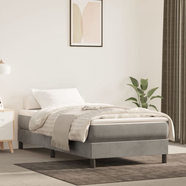 vidaXL springmadras med pocketfjedre medium 90x200x20 cm fløjl lysegrå