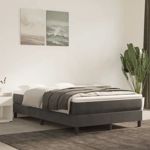 vidaXL springmadras med pocketfjedre medium 120x200x20 cm fløjl mørkegrå