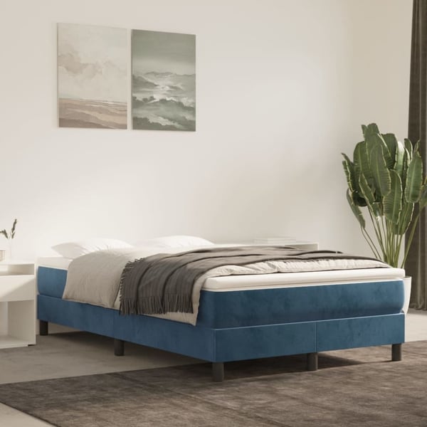 vidaXL springmadras med pocketfjedre medium 120x200x20 cm fløjl mørkeblå