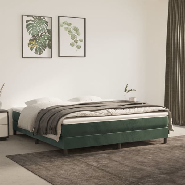 vidaXL springmadras med pocketfjedre medium 160x200x20 cm fløjl mørkegrøn