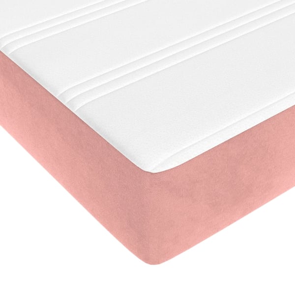 vidaXL Pocketresårmadrass medium rosa 180x200x20 cm sammet