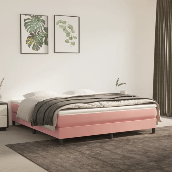 vidaXL springmadras med pocketfjedre medium 160x200x20 cm fløjl pink