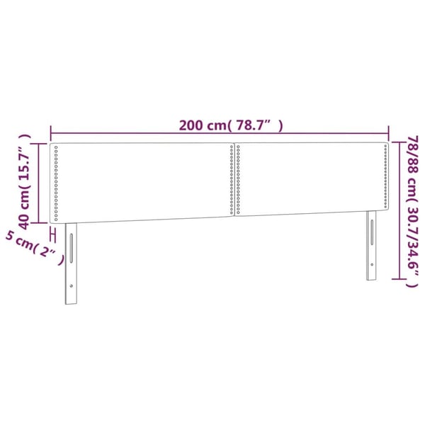 vidaXL sengegavl med LED-lys 200x5x78/88 cm fløjl lysegrå