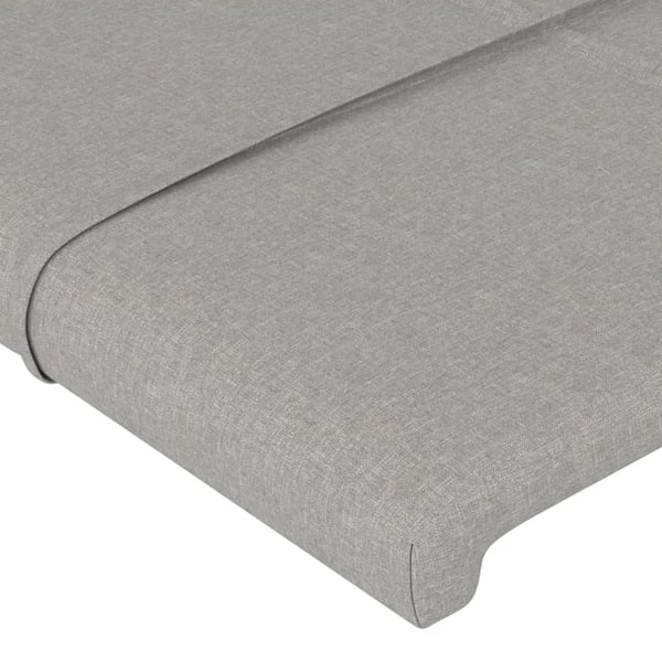 vidaXL sengegavl med LED-lys 144x5x78/88 cm stof lysegrå