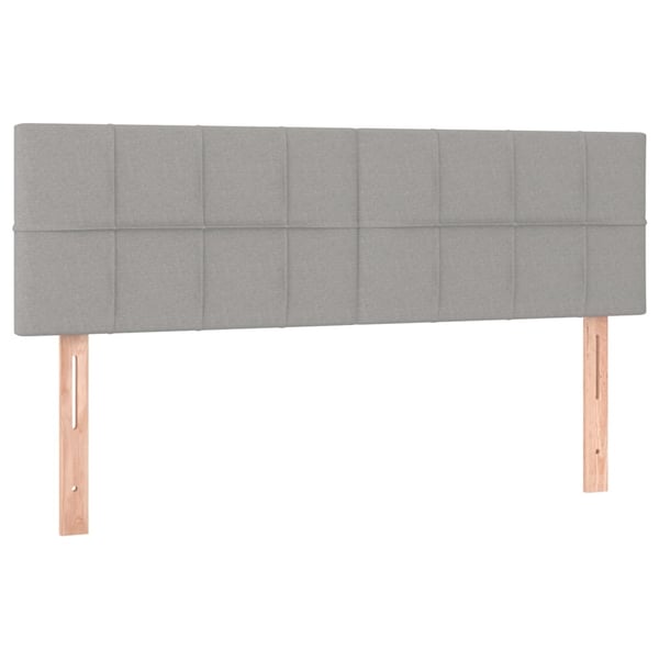 vidaXL sengegavl med LED-lys 144x5x78/88 cm stof lysegrå
