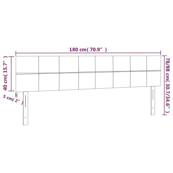 vidaXL sengegavl med LED-lys 180x5x78/88 cm stof sort
