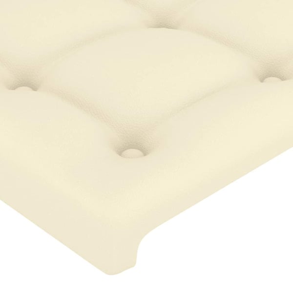 vidaXL sengegavl med LED-lys 180x5x78/88 cm kunstlæder cremefarvet
