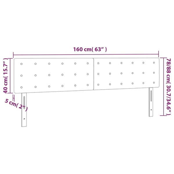 vidaXL sengegavl med LED-lys 160x5x78/88cm kunstlæder cappuccinofarvet