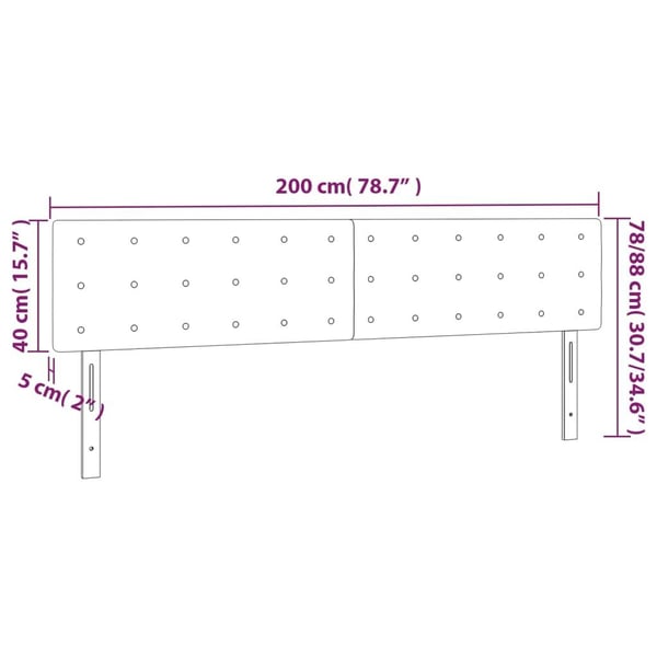 vidaXL sengegavl med LED-lys 200x5x78/88 cm kunstlæder cremefarvet
