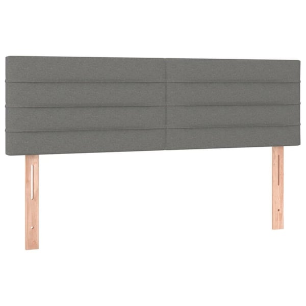 vidaXL sengegavl med LED-lys 144x5x78/88 cm stof mørkegrå