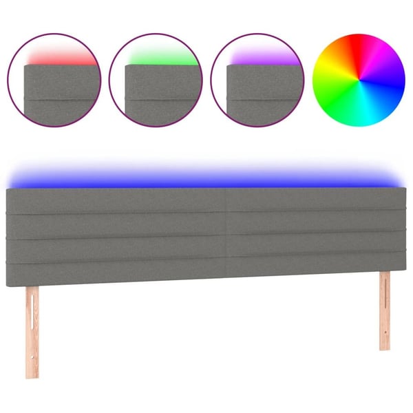 vidaXL sengegavl med LED-lys 180x5x78/88 cm stof mørkegrå