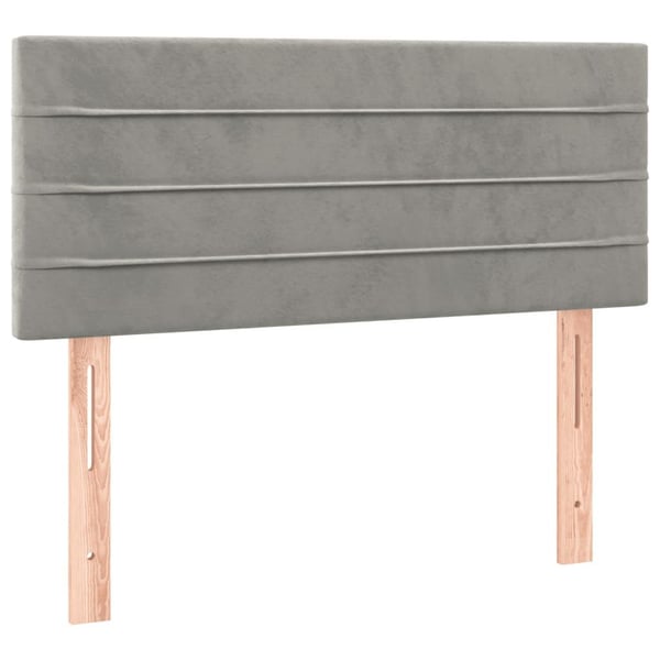 vidaXL sengegavl med LED-lys 90x5x78/88 cm fløjl lysegrå