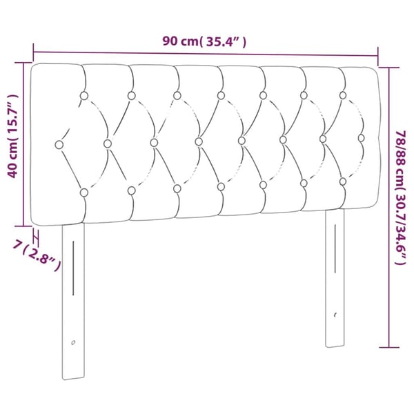vidaXL sengegavl med LED-lys 90x7x78/88 cm stof lysegrå