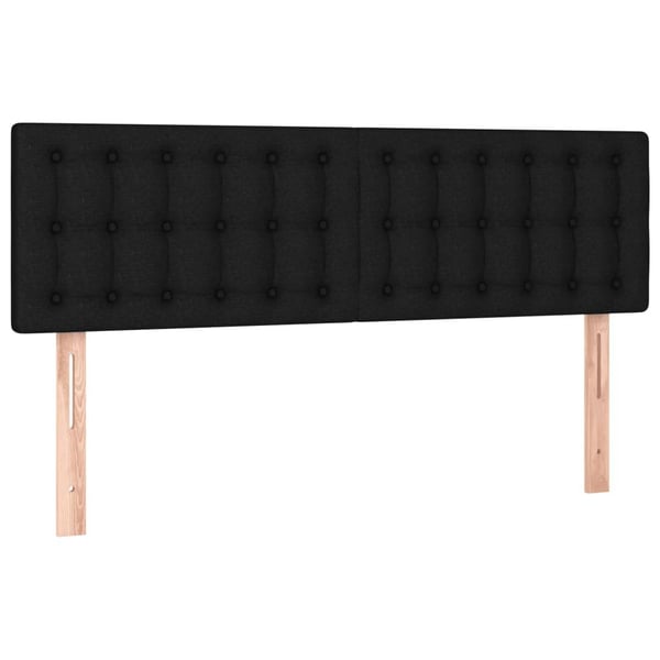 vidaXL sengegavl med LED-lys 144x5x78/88 cm stof sort