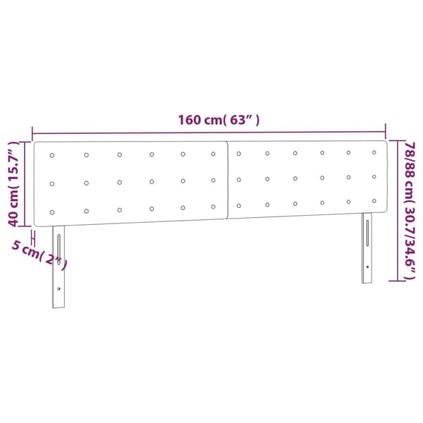 vidaXL sengegavl med LED-lys 160x5x78/88 cm stof sort