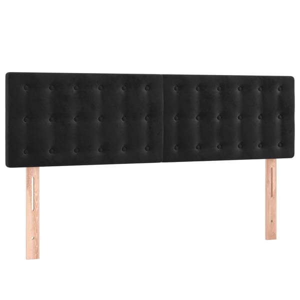 vidaXL sengegavl med LED-lys 144x5x78/88 cm fløjl sort