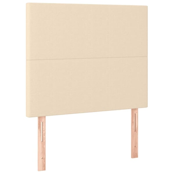 vidaXL sengegavl med LED-lys 80x5x118/128 cm stof cremefarvet