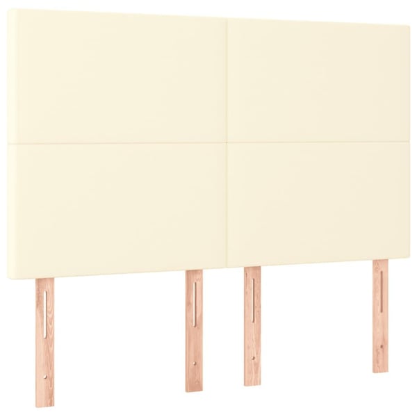 vidaXL sengegavl med LED-lys 144x5x118/128 cm kunstlæder cremefarvet