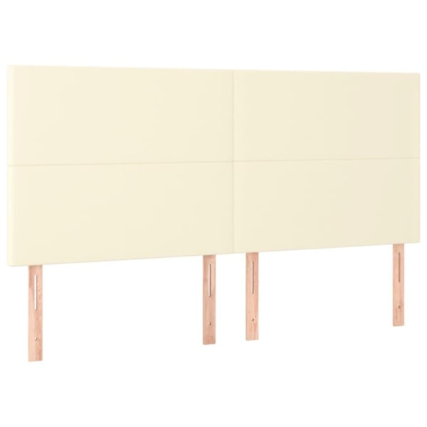 vidaXL sengegavl med LED-lys 180x5x118/128 cm kunstlæder cremefarvet