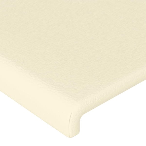vidaXL sengegavl med LED-lys 180x5x118/128 cm kunstlæder cremefarvet