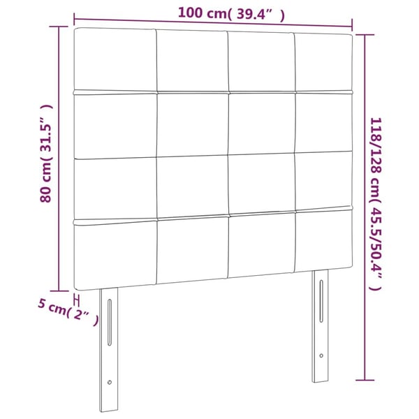 vidaXL sengegavl med LED-lys 100x5x118/128 cm stof gråbrun