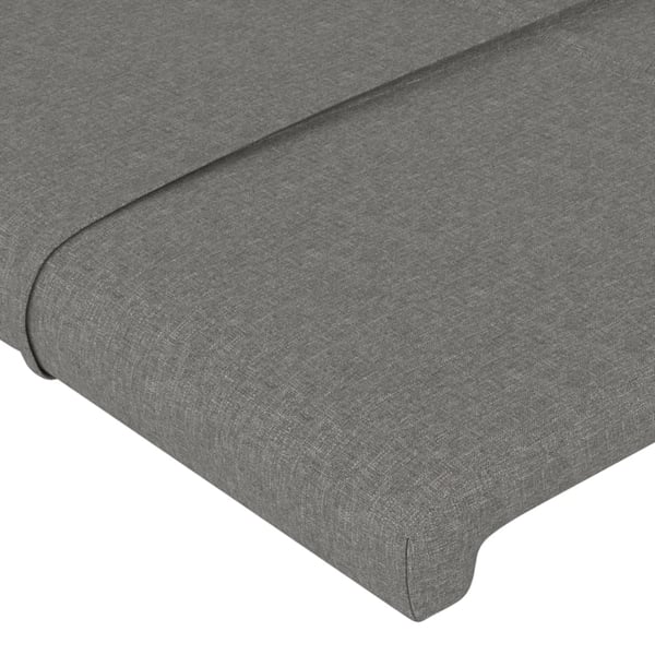 vidaXL sengegavl med LED-lys 180x5x118/128 cm stof mørkegrå