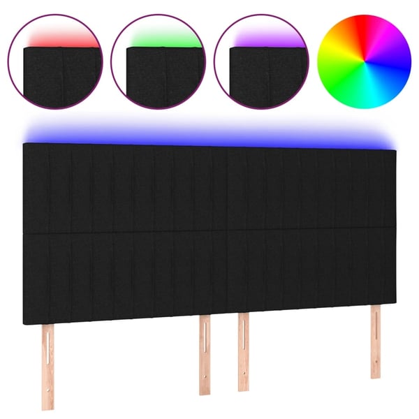 vidaXL sengegavl med LED-lys 180x5x118/128 cm stof sort