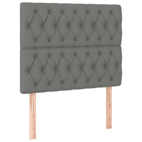 vidaXL sengegavl med LED-lys 100x7x118/128 cm stof mørkegrå
