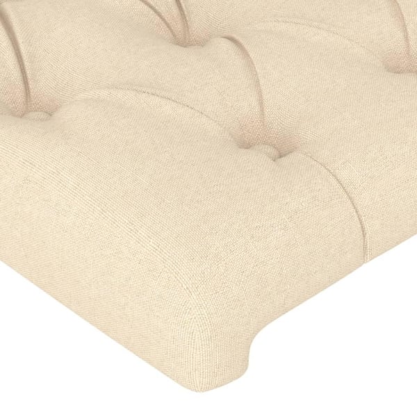 vidaXL sengegavl med LED-lys 200x7x118/128 cm stof cremefarvet