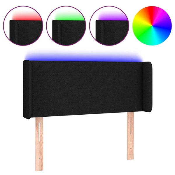 vidaXL sengegavl med LED-lys 93x16x78/88 cm stof sort