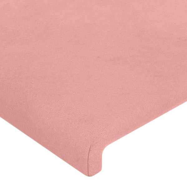 vidaXL sengegavl med LED-lys 83x16x78/88 cm fløjl lyserød