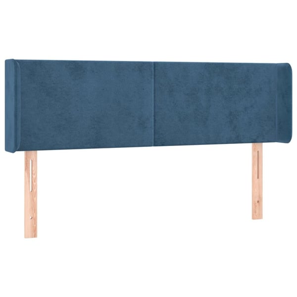vidaXL sengegavl med LED-lys 147x16x78/88 cm fløjl mørkeblå