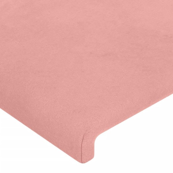 vidaXL sengegavl med LED-lys 147x16x78/88 cm fløjl lyserød