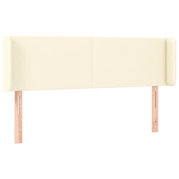 vidaXL sengegavl med LED-lys 147x16x78/88 cm kunstlæder cremefarvet