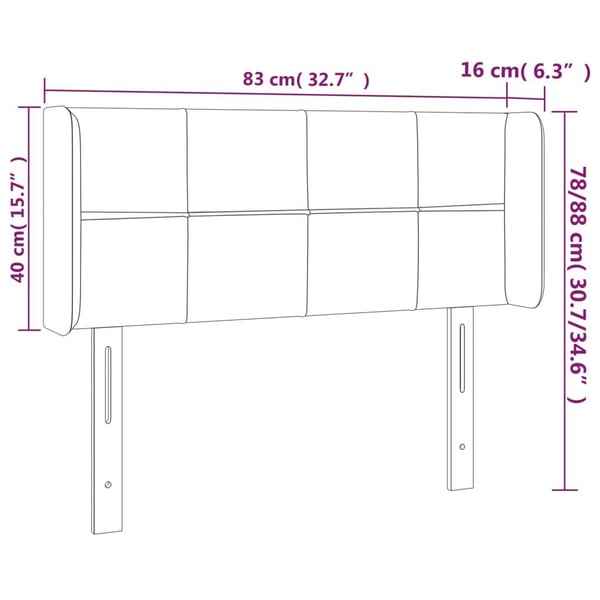 vidaXL sengegavl med LED-lys 83x16x78/88 cm stof sort